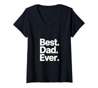 Womens Best Dad Ever Bold Minimal Typography Graphic Art Design V-Neck T-Shirt