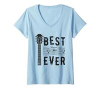 Womens Best Dad Ever Guitar Chord Music Retro Fathers Day Musical V-Neck T-Shirt
