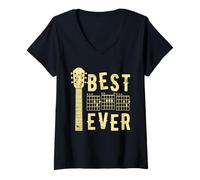 Womens Best Dad Ever Guitar Chord Music Retro Fathers Day Musical V-Neck T-Shirt