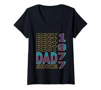 Women's Best dad in the World Dad Since 1977 Father's Day V-Neck T-Shirt