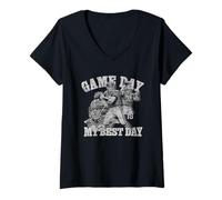 Womens Best Day On The Field Football Fever Game Day Legends V-Neck T-Shirt