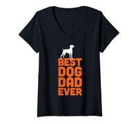 Womens Best Dog Dad Ever - Cool Hungarian Vizsla Dog Lover V-Neck T-Shirt