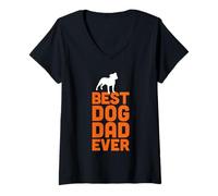Womens Best Dog Dad Ever - Cool Staffordshire Bull Terrier Staffie V-Neck T-Shirt