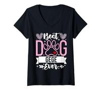 Womens Best Dog Gege Ever Funny Mother's Day Dog Grandma V-Neck T-Shirt