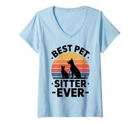 Womens Best Dog Sitter Ever Funny Pet Care Men Women Pet Sitter V-Neck T-Shirt