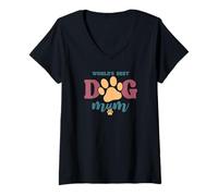 Womens Best Doggie Mummy Ever Love Coolest Dog Mum in The World V-Neck T-Shirt