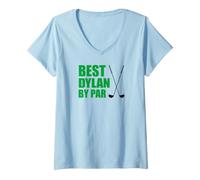 Women's Best Dylan By Par Golfer Name Pun V-Neck T-Shirt