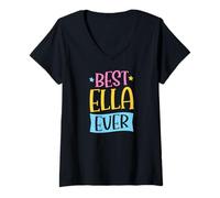 Women's Best Ella Ever Matching Personalized First Name V-Neck T-Shirt