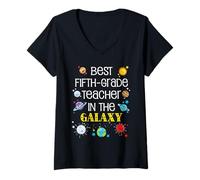 Womens Best Fifth Grade Teacher In The Galaxy Back To School Gear V-Neck T-Shirt