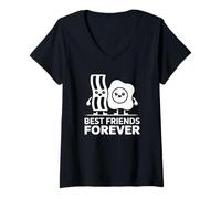 Women's Best Friends Forever Bacon and Egg - Funny Keto Diet V-Neck T-Shirt