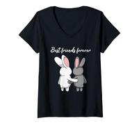 Women's Best Friends Forever Rabbit Partner Look V-Neck T-Shirt