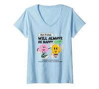Womens Best Friends Will Always Be Happy Together (Funny Graphic) V-Neck T-Shirt