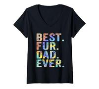 Women's Best Fur Dad Ever Cat Daddy Dog Daddy Dad Father V-Neck T-Shirt