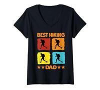Womens Best Hiking Dad Hiking Mountaineering Mountaineer Mountain V-Neck T-Shirt