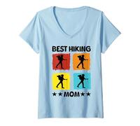 Womens Best Hiking Mom Hiking Mountaineering Mountains Mountaineer V-Neck T-Shirt