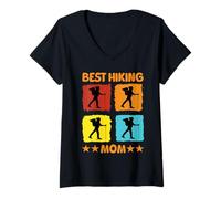 Womens Best Hiking Mom Hiking Mountaineering Mountains Mountaineer V-Neck T-Shirt
