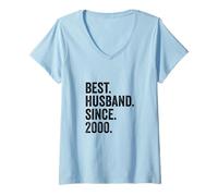 Women's Best Husband Since 2000 26th Wedding Anniversary 26 Years V-Neck T-Shirt