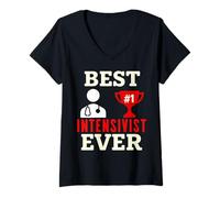 Womens Best Intensivist Ever Funny ICU Doctor Medical V-Neck T-Shirt