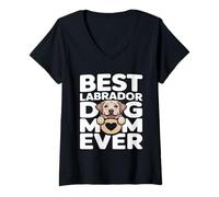 Women's Best Labrador Dog Mom Ever Puppy Heart Lover V-Neck T-Shirt