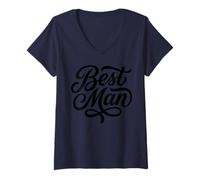 Women's Best Man Script Wedding Party Groomsman V-Neck T-Shirt