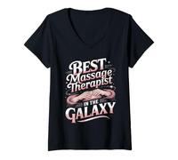 Women's Best Massage Therapist in The Galaxy V-Neck T-Shirt