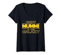 Womens Best Mummi in the Galaxy | Grandma In Finnish Funny Gifts V-Neck T-Shirt