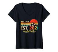 Womens Best Of Est 2021 Limited Edition Vintage Year 2021 Birthday V-Neck T-Shirt