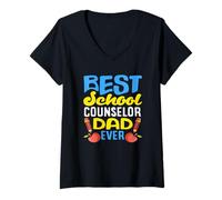 Womens Best School Counselor Dad Ever Appreciation V-Neck T-Shirt
