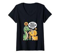 Womens Best Summer Buds - Cute Dinosaur Friends Summer V-Neck T-Shirt