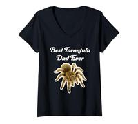 Womens Best Tarantula Dad Ever - Curly Hair Tarantulas V-Neck T-Shirt