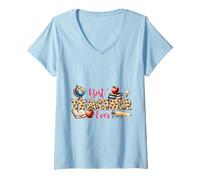 Women's Best Teacher Ever Leopard Pattern Educator Design V-Neck T-Shirt