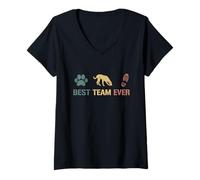 Womens Best Team Ever Mantrailing Search Dog Sports V-Neck T-Shirt