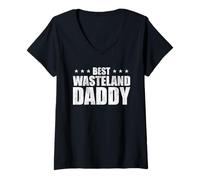 Womens Best Wasteland Daddy Funny Dad Apocalypse Fathers Day V-Neck T-Shirt