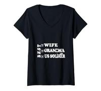 Women's Best Wife Grandma US Soldier V-Neck T-Shirt