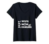 Women's Best Wife Mom US Soldier V-Neck T-Shirt