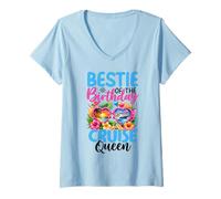 Women's Bestie of The Birthday Cruise Queen Vacation Celebration V-Neck T-Shirt
