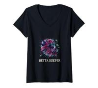 Women's Betta Keeper Aquascaping Planted Tank Fish Art V-Neck T-Shirt
