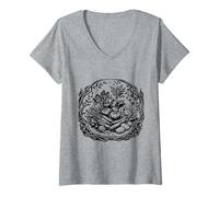 Women's Better with Plants - Garden Lover Black Ink Tattoo-Style V-Neck T-Shirt