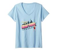 Womens Betty Boop Greetings From New York V-Neck T-Shirt