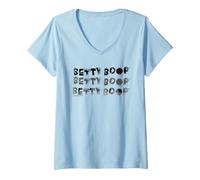 Women's Betty Boop Punk Goth Pattern Text Halloween V-Neck T-Shirt