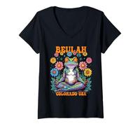 Women's Beulah Colorado USA Whimsical Frog Zen Nice Design V-Neck T-Shirt