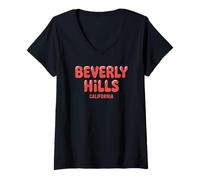 Women's Beverly Hills Comic Lettering V-Neck T-Shirt