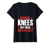 Womens Beware Knees Creak Funny Retirement Aging Humor Group V-Neck T-Shirt