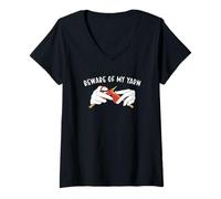 Womens Beware of My Yarn Knitting V-Neck T-Shirt