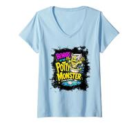 Women's Beware of THE Potty Monster WEAR Diapers V-Neck T-Shirt