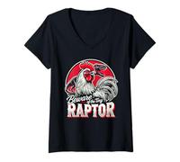 Womens Beware of The Tiny Raptor Chicken Shirt Dinosaur T-Rex V-Neck T-Shirt