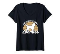 Womens Beware of The Zoomies Retro Cockapoo Dog Design V-Neck T-Shirt