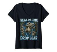 Womens Beware The Drop Bear Funny Australia V-Neck T-Shirt