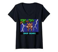 Womens Beware The Drop Bear Funny Australia V-Neck T-Shirt