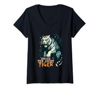 Womens Beware The Ghost Tiger V-Neck T-Shirt